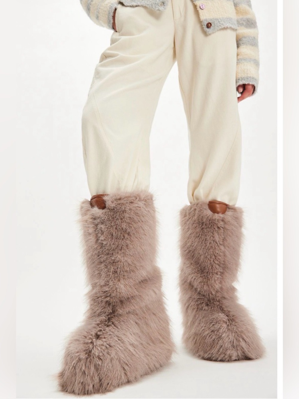 Free People Taupe Faux Fur Boot Covers